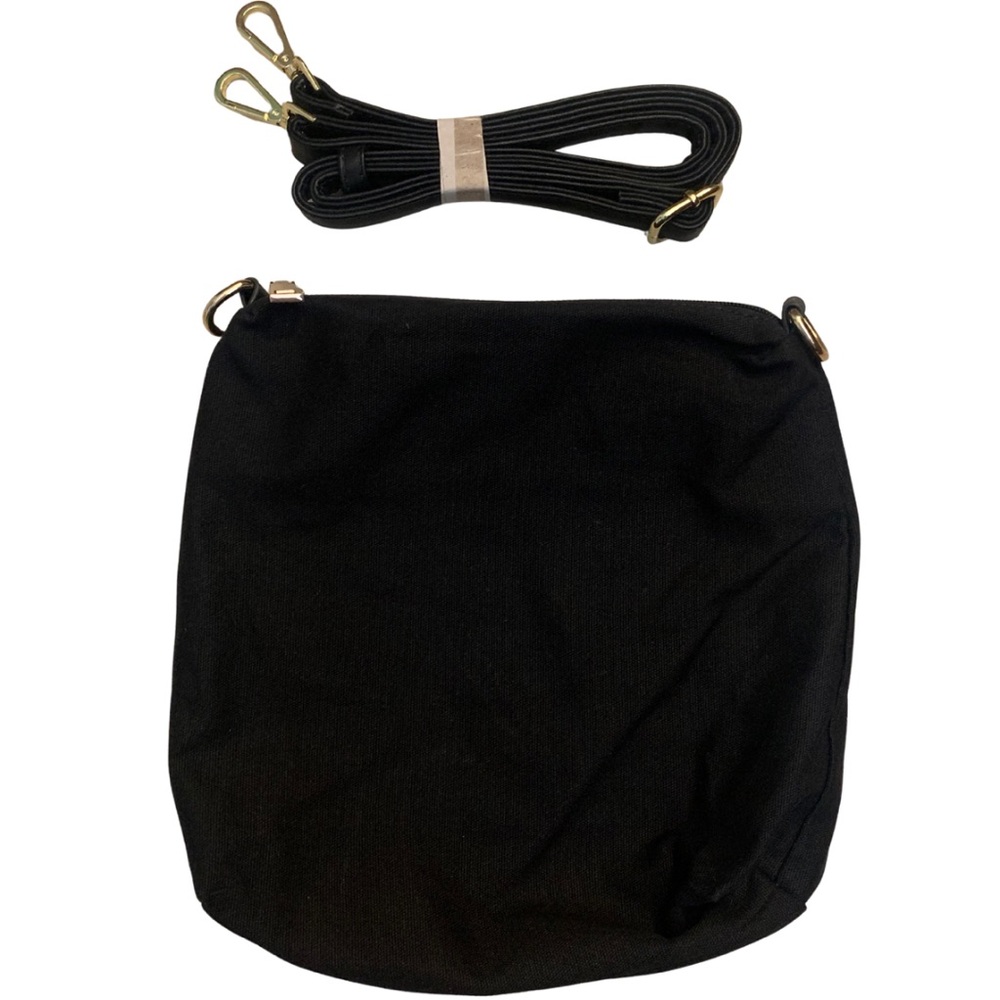 2/$30 NWOT Black Canvas Faux Leather Crossbody Handbag Square Capsule Minimalist
